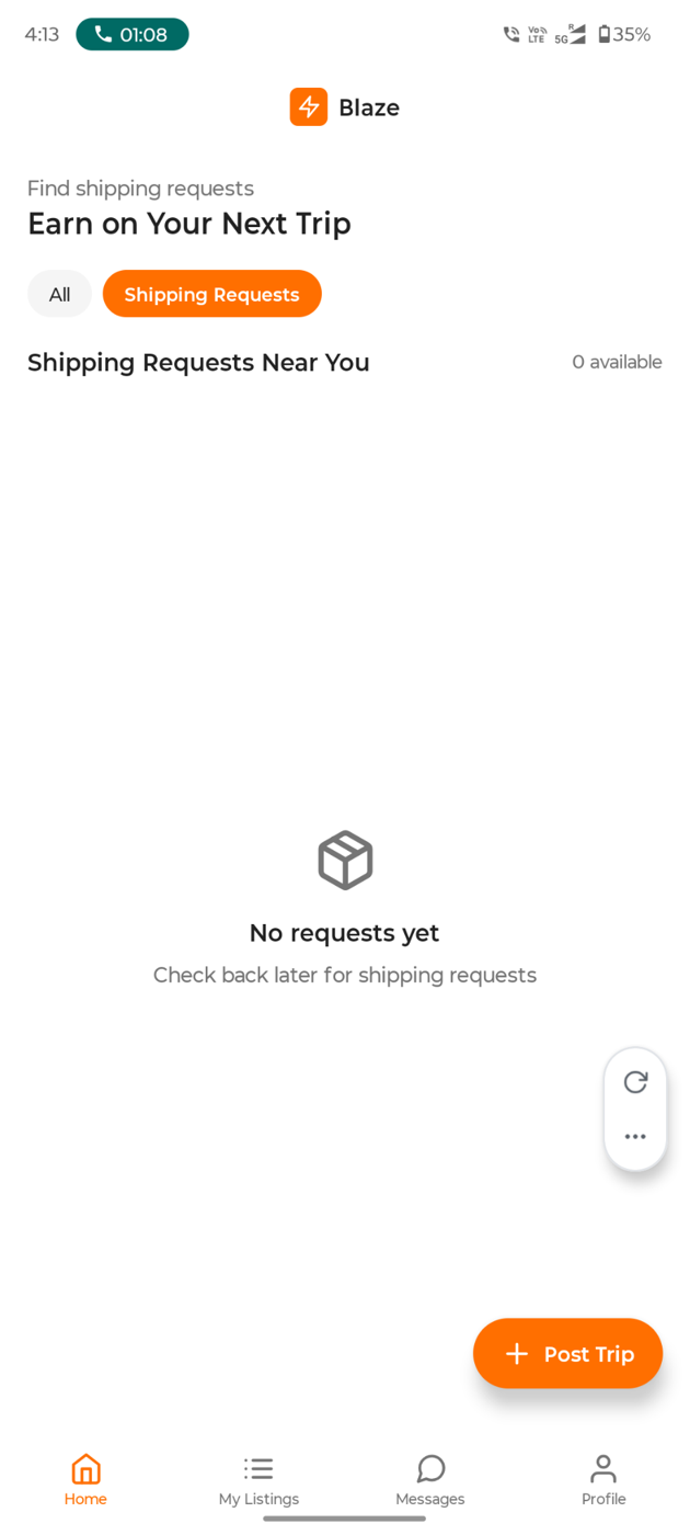 Blaze app screen